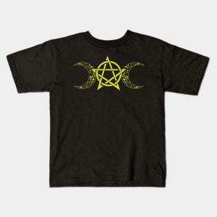 Pentacle and Moon in Lime Kids T-Shirt